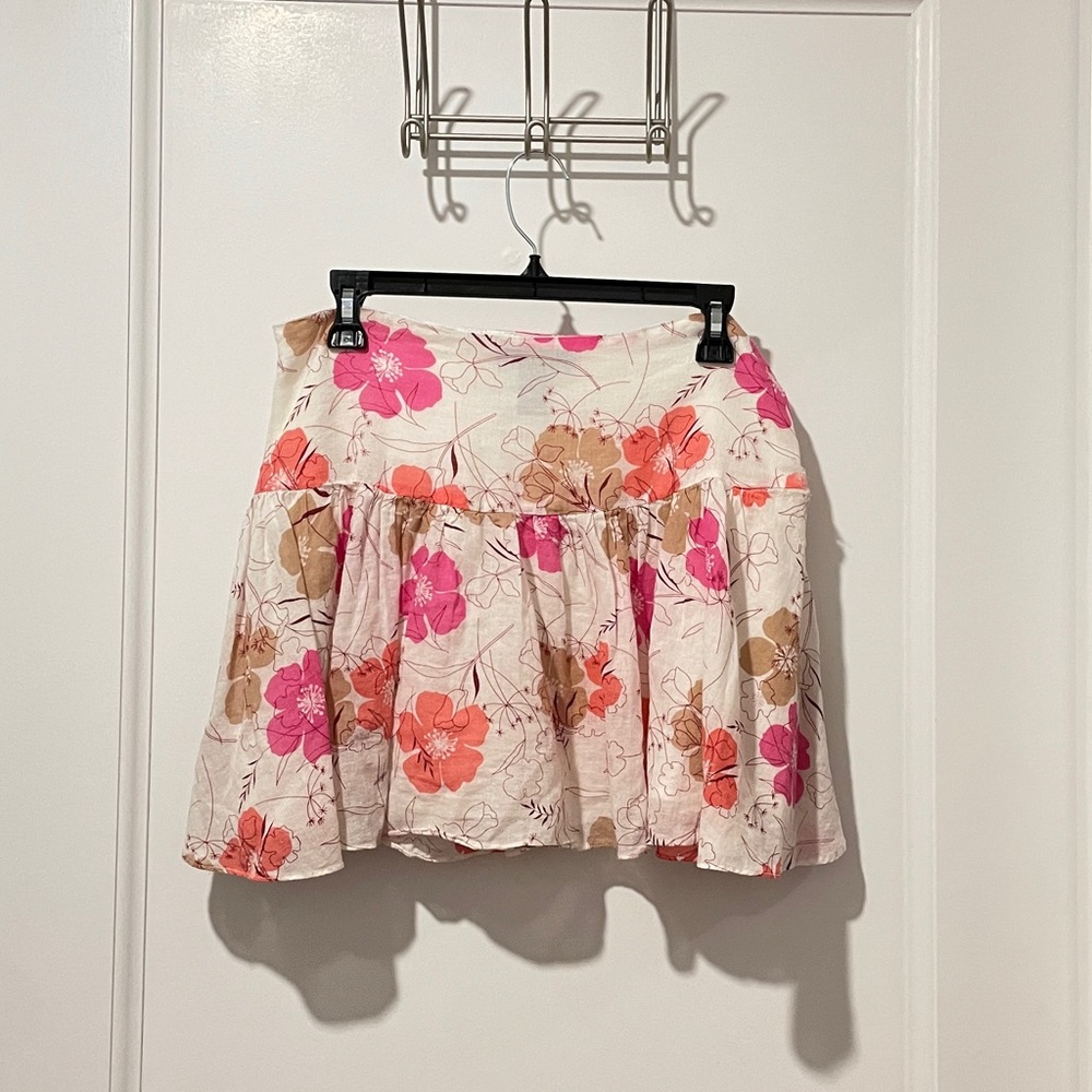 Pink and Tan (Sz 6) Floral Skirt